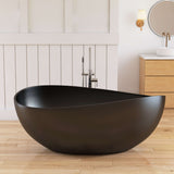 New England Home Goods 63" Wavy Freestanding Tub Solid Surface Freestanding Stone Resin Soaking Bathtub