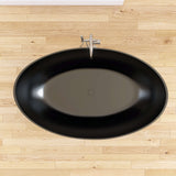 New England Home Goods 63" Wavy Freestanding Tub Solid Surface Freestanding Stone Resin Soaking Bathtub