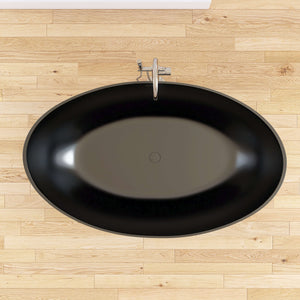 New England Home Goods Phuket 63" Freestanding Tub in Black - Stone Resin Solid Surface