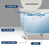 New England Home Goods 59" White Large Capacity Freestanding Deep Soaking Acrylic Bathtub