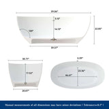 New England Home Goods 59" White Large Capacity Freestanding Deep Soaking Acrylic Bathtub