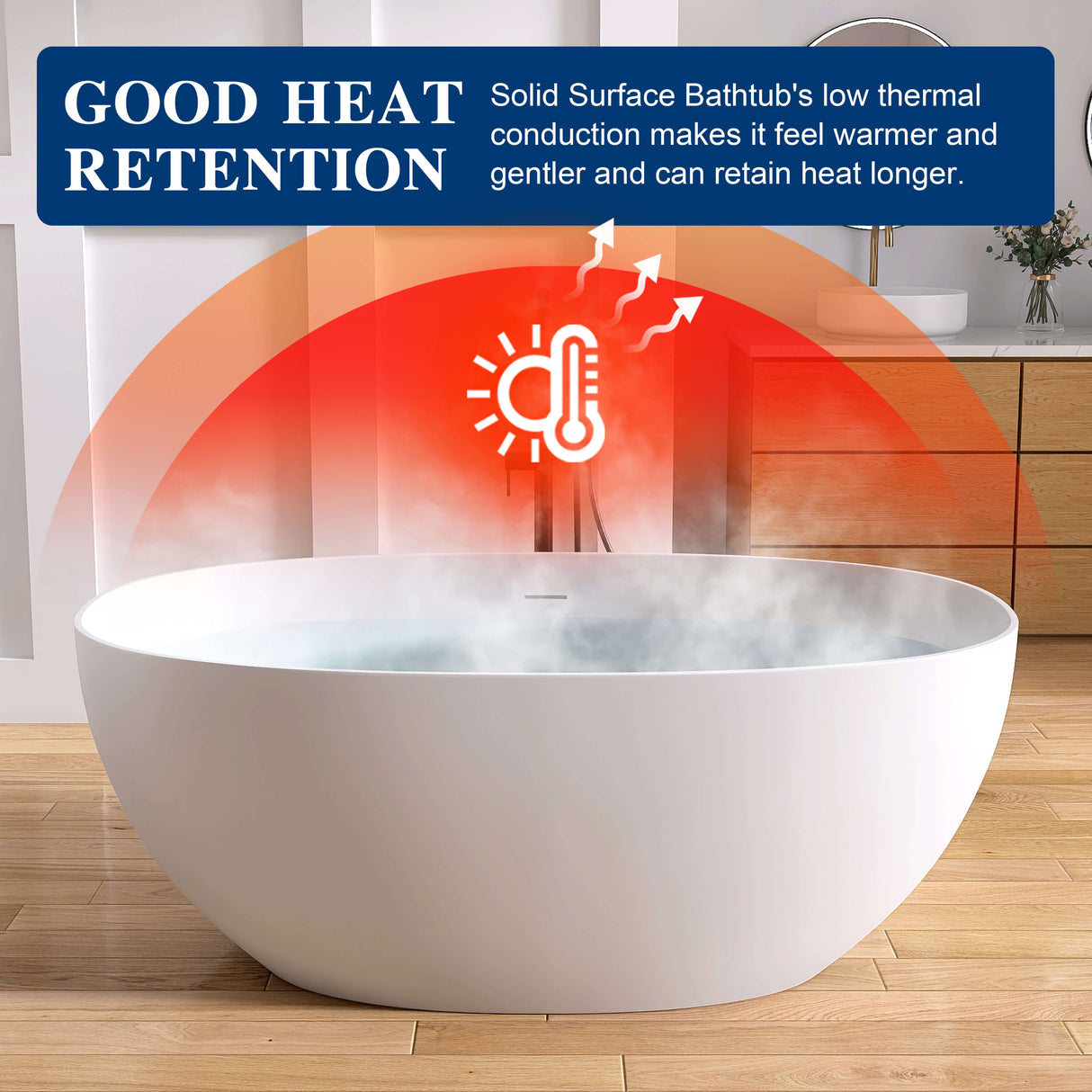 New England Home Goods La 59" Freestanding Tub in White - Stone Resin Solid Surface