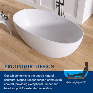 New England Home Goods La 59" Freestanding Tub in White - Stone Resin Solid Surface