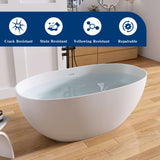 New England Home Goods 59" White Large Capacity Freestanding Deep Soaking Acrylic Bathtub