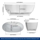 New England Home Goods 63" Veridia Freestanding Bathtub Solid Surface Stone