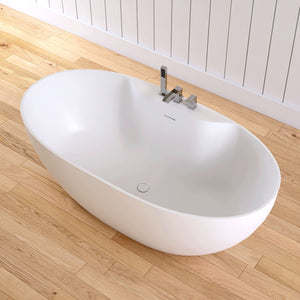New England Home Goods Shishapangma 63" Freestanding Tub in White - Stone Resin Solid Surface