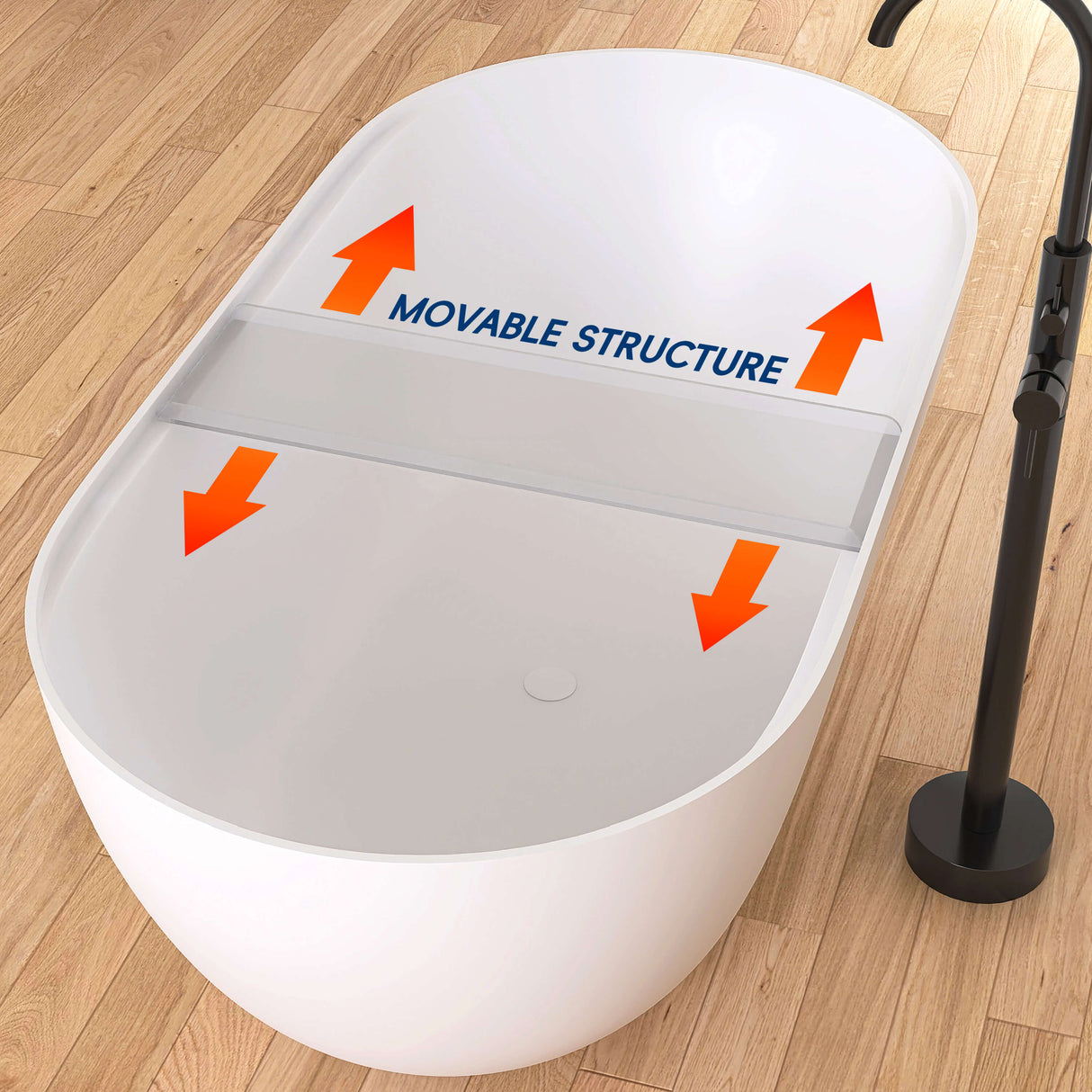 New England Home Goods Clearwater 59" Freestanding Tub in White - Stone Resin Solid Surface