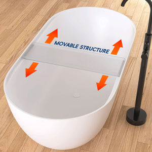 New England Home Goods Clearwater 59" Freestanding Tub in White - Stone Resin Solid Surface