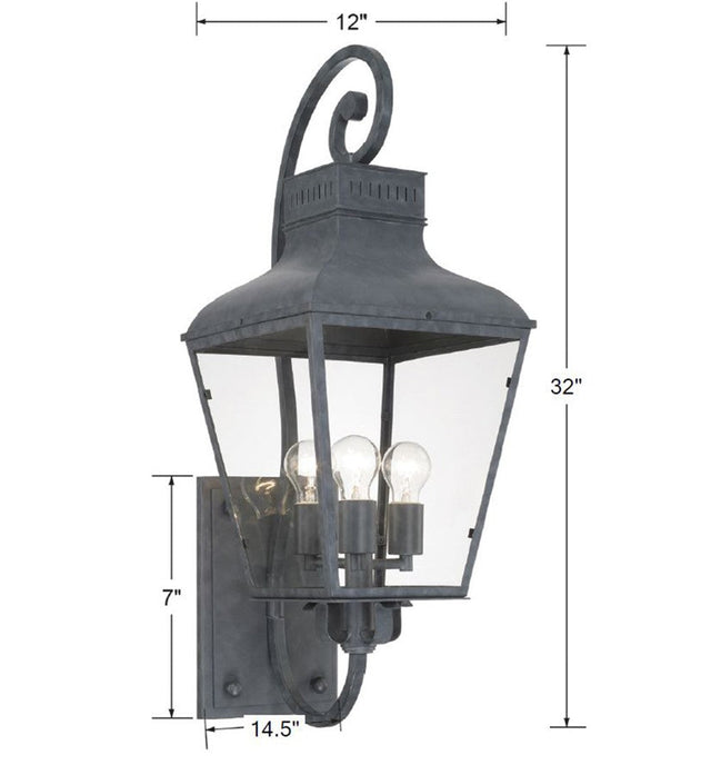 Dumont 3 Light Graphite Outdoor Sconce DUM-9803-GE