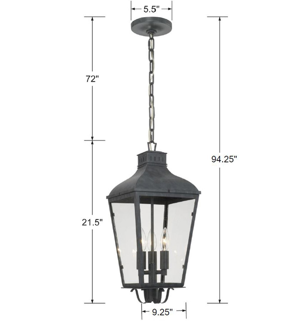 Dumont 3 Light Graphite Outdoor Pendant DUM-9805-GE