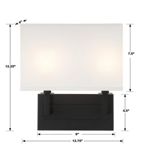 Durham 2 Light Black Forged Sconce DUR-A3542-BF