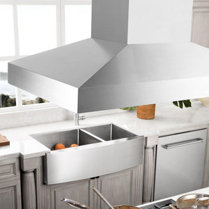 ZLINE Island Mount Range Hood in Stainless Steel with Built-in CrownSound Bluetooth Speakers (KL3iCRN-BT)