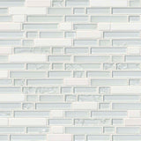 Delano blanco 11.87X11.87 glass stone mesh mounted mosaic tile SMOT-SGLS-DELBLA6MM product shot multiple tiles angle view