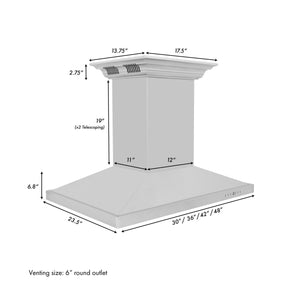 ZLINE Island Mount Range Hood in Stainless Steel with Built-in CrownSound Bluetooth Speakers (GL2iCRN-BT)