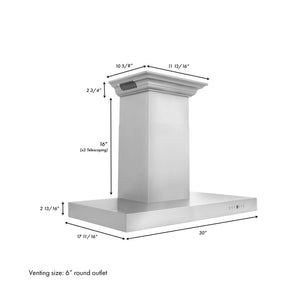 ZLINE Wall Mount Range Hood In Stainless Steel With Built-In CrownSound Bluetooth Speakers (KECRN-BT)