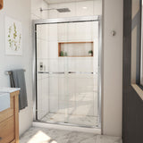 DreamLine Duet Plus 44-48 in. W x 72 in. H Semi-Frameless Bypass Sliding Shower Door in Chrome