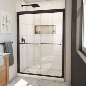 DreamLine Duet Plus 50-54 in. W x 72 in. H Semi-Frameless Bypass Sliding Shower Door in Oil Rubbed Bronze