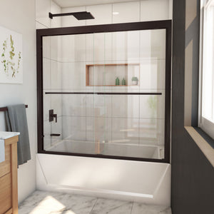 DreamLine Duet Plus 55-59 in. W x 58 in. H Semi-Frameless Bypass Sliding Tub Door in Oil Rubbed Bronze