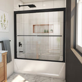 DreamLine Duet Plus 55-59 in. W x 58 in. H Semi-Frameless Bypass Sliding Tub Door in Satin Black