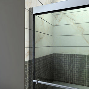DreamLine Duet 36 in. D x 60 in. W x 74 3/4 in. H Semi-Frameless Bypass Shower Door in Chrome and Left Drain Black Base