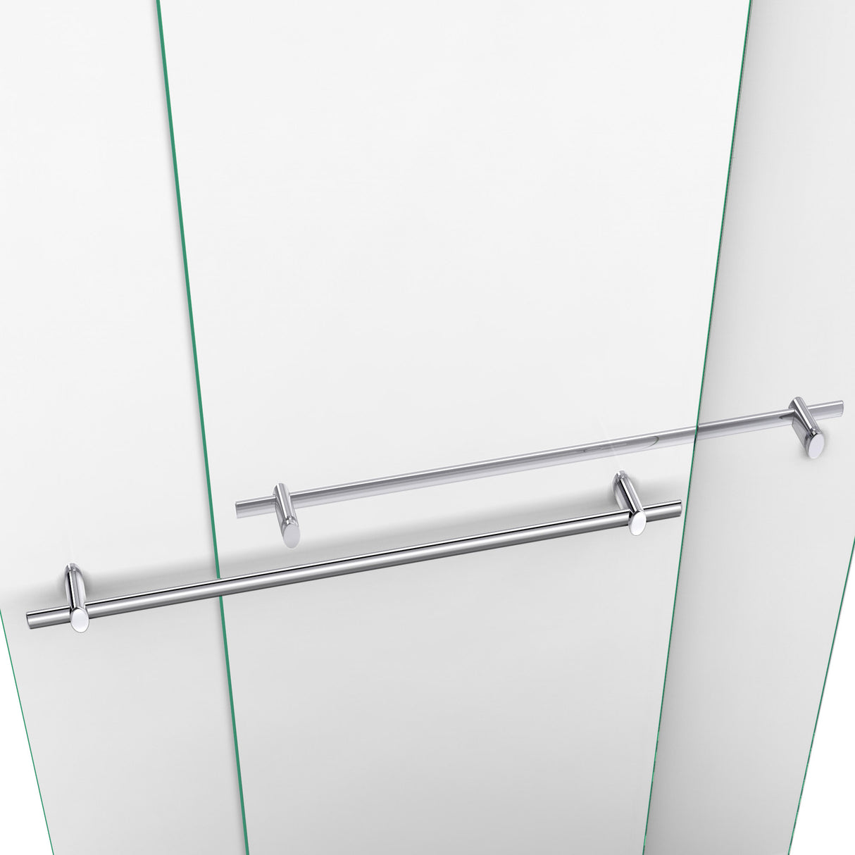 DreamLine Duet 36 in. D x 48 in. W x 74 3/4 in. H Semi-Frameless Bypass Shower Door in Chrome and Center Drain Black Base