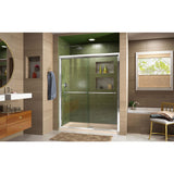 DreamLine Duet 30 in. D x 60 in. W x 74 3/4 in. H Semi-Frameless Bypass Shower Door in Chrome and Center Drain Biscuit Base