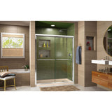 DreamLine Duet 36 in. D x 60 in. W x 74 3/4 in. H Semi-Frameless Bypass Shower Door in Chrome and Right Drain Biscuit Base