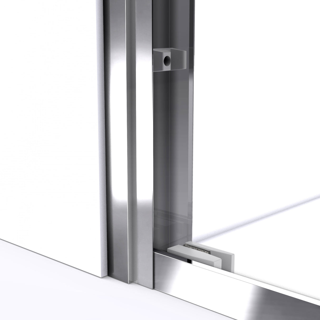 DreamLine Duet 30 in. D x 60 in. W x 74 3/4 in. H Semi-Frameless Bypass Shower Door in Chrome and Left Drain Black Base