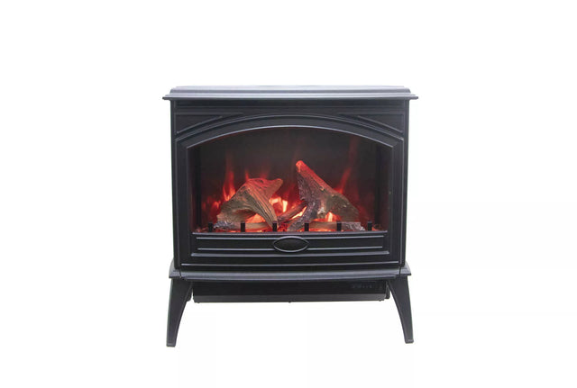 Amantii E70-NA Lynwood Series - 70 cm Freestand Electric Stove Featuring a Cast Iron Frame and a 10 Piece Birch Log Set