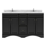 Virtu USA Talisa 60" Double Bath Vanity with White Quartz Top and Round Sinks with Brushed Nickel Faucets with Matching Mirror