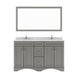 Virtu USA Talisa 60" Double Bath Vanity in White with White Quartz Top and Round Sinks with Brushed Nickel Faucets with Matching Mirror - Luxe Bathroom Vanities