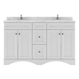 Virtu USA Talisa 60" Double Bath Vanity with White Quartz Top and Round Sinks with Brushed Nickel Faucets with Matching Mirror