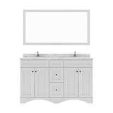 Virtu USA Talisa 60" Double Bath Vanity in White with White Quartz Top and Round Sinks with Brushed Nickel Faucets with Matching Mirror - Luxe Bathroom Vanities