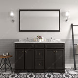 Virtu USA Talisa 60" Double Bath Vanity in White with White Quartz Top and Square Sinks with Matching Mirror