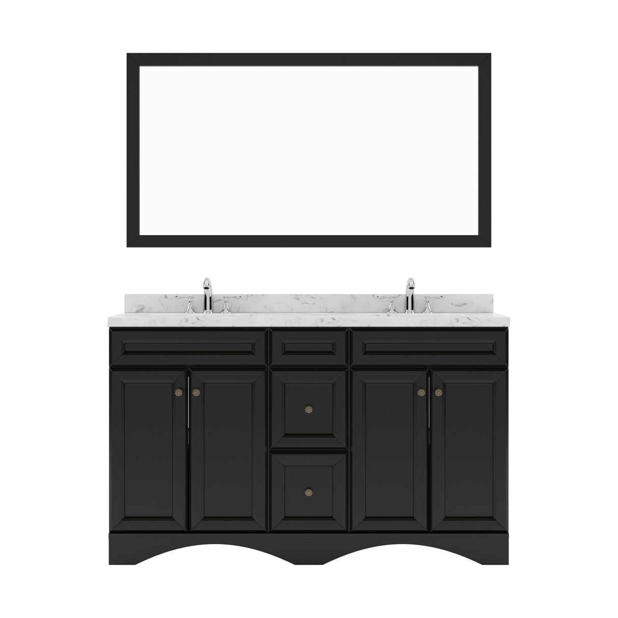 Virtu USA Talisa 60" Double Bath Vanity in White with White Quartz Top and Square Sinks with Matching Mirror - Luxe Bathroom Vanities