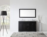 Virtu USA Talisa 60" Double Bath Vanity with White Marble Top and Round Sinks with Brushed Nickel Faucets with Matching Mirror