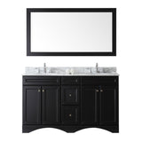 Virtu USA Talisa 60" Double Bath Vanity in Espresso with Marble Top and Round Sink with Polished Chrome Faucet and Mirror - Luxe Bathroom Vanities Luxury Bathroom Fixtures Bathroom Furniture
