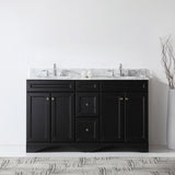 Virtu USA Talisa 60" Double Bath Vanity with White Marble Top and Round Sinks