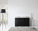 Virtu USA Talisa 60" Double Bath Vanity with White Marble Top and Round Sinks