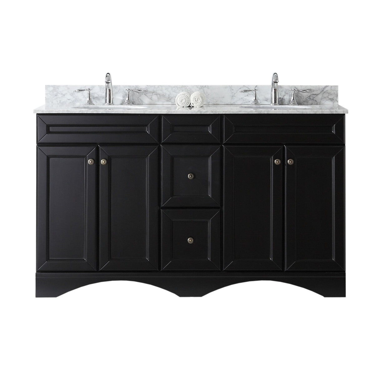 Virtu USA Talisa 60" Double Bath Vanity with Marble Top and Round Sink - Luxe Bathroom Vanities