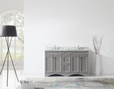 Virtu USA Talisa 60" Double Bath Vanity with White Marble Top and Round Sinks