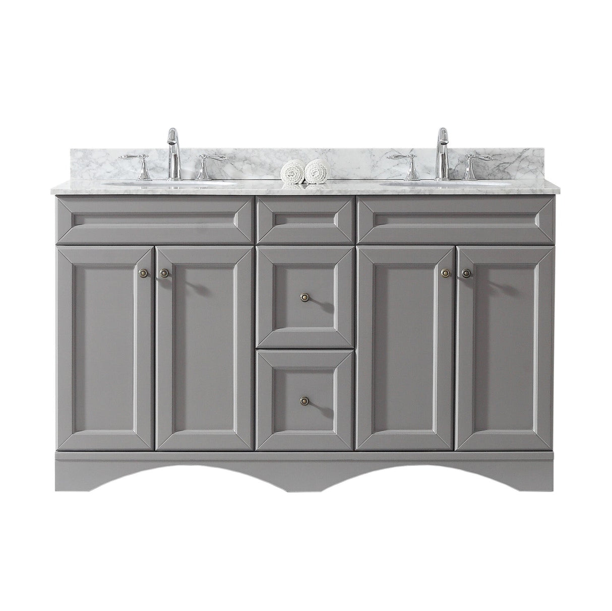 Virtu USA Talisa 60" Double Bath Vanity with Marble Top and Round Sink - Luxe Bathroom Vanities