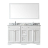 Virtu USA Talisa 60" Double Bath Vanity in Espresso with Marble Top and Round Sink with Brushed Nickel Faucet and Mirror - Luxe Bathroom Vanities