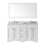Virtu USA Talisa 60" Double Bath Vanity with Marble Top and Round Sink with Polished Chrome Faucet and Mirror - Luxe Bathroom Vanities