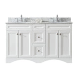 Virtu USA Talisa 60" Double Bath Vanity with Marble Top and Round Sink - Luxe Bathroom Vanities