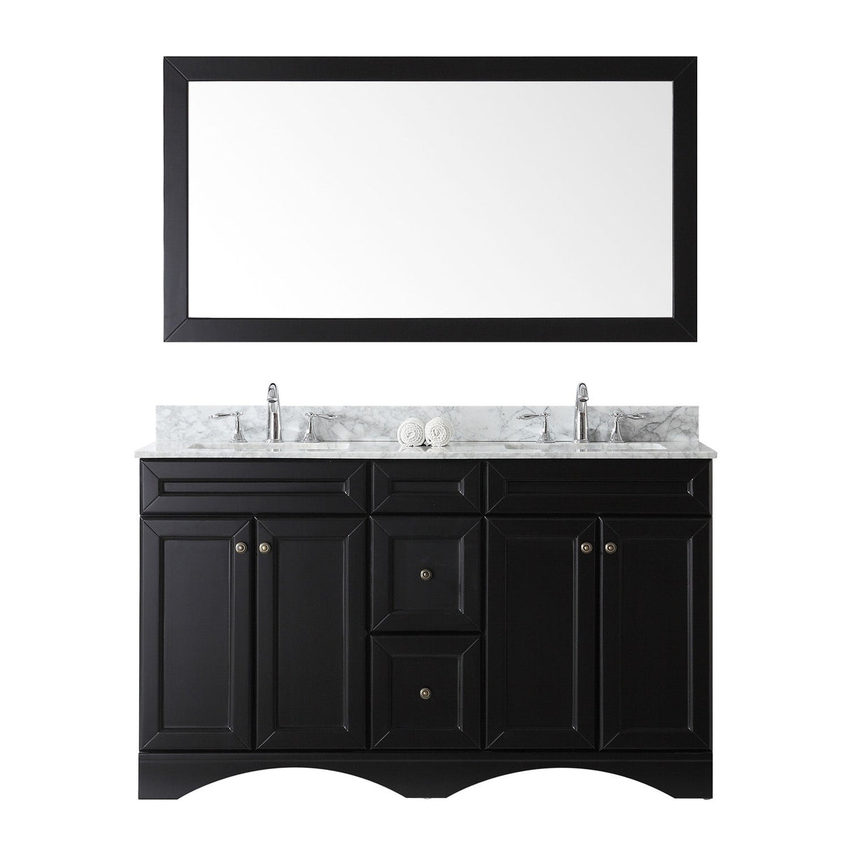 Virtu USA Talisa 60" Double Bath Vanity with Marble Top and Square Sink with Brushed Nickel Faucet and Mirror - Luxe Bathroom Vanities