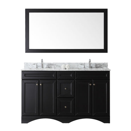 Virtu USA Talisa 60" Double Bath Vanity with Marble Top and Square Sink with Mirror - Luxe Bathroom Vanities