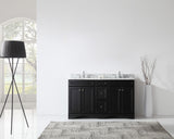 Virtu USA Talisa 60" Double Bath Vanity with White Marble Top and Square Sinks