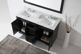 Virtu USA Talisa 60" Double Bath Vanity with White Marble Top and Square Sinks with Matching Mirror