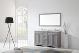 Virtu USA Talisa 60" Double Bath Vanity with White Marble Top and Square Sinks with Polished Chrome Faucets with Matching Mirror